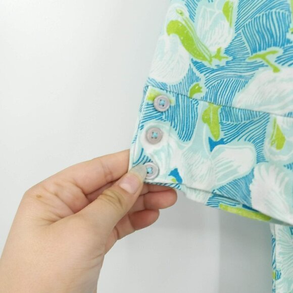 Barbara Gerwit Bird Print Shirt Dress Tropical Beach Vacation Preppy Artsy S - Picture 5 of 9